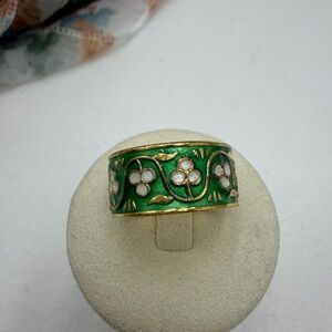 Vintage Cloisonné Ring Green